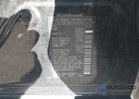 2017 Nissan Rogue Sv z USA, uszkodzony, nr VIN KNMAT2MT9HP507817